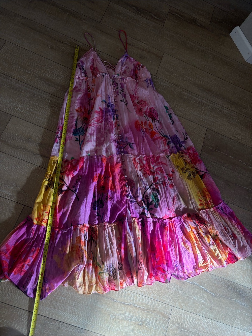by Anthropologie Alissa Maxi Dress Floral Patchwork Pink Boho  L NWOT - Picture 5 of 7